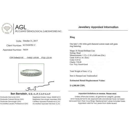 AGL certified diamond band