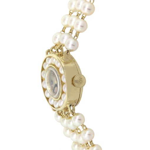 Piccard 14k Yellow Gold Pearl Bracelet Mother Of Pearl Dial Ladies Watch