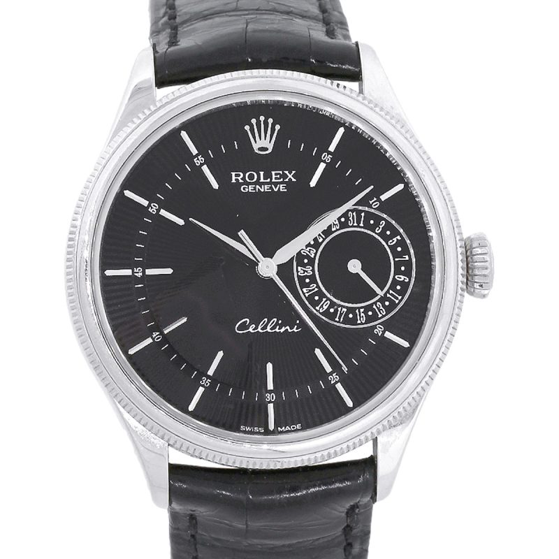 Rolex 50519 White Gold Cellini Black Dial Guilloche Watch