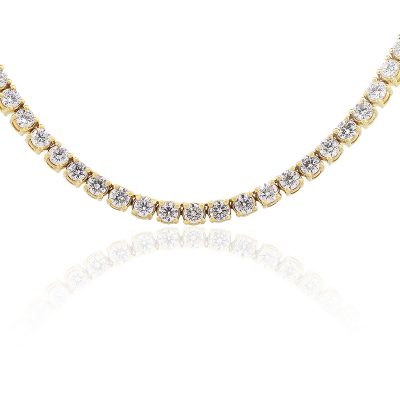 14k Yellow Gold 30.77ctw Round Brilliant Diamond 24" Tennis Necklace