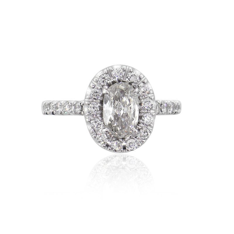 14k White Gold 0.96ct Oval Cut Diamond Engagement Ring
