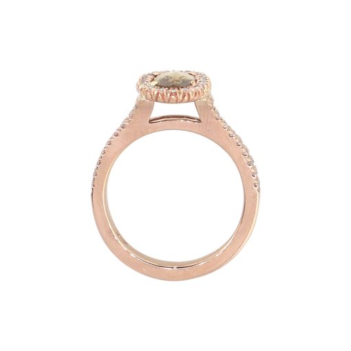 14k Rose Gold 0.85ct Oval Cut Diamond Halo Engagement Ring