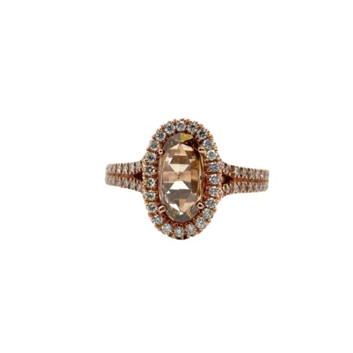 14k Rose Gold 0.85ct Oval Cut Diamond Halo Ring - Image 6