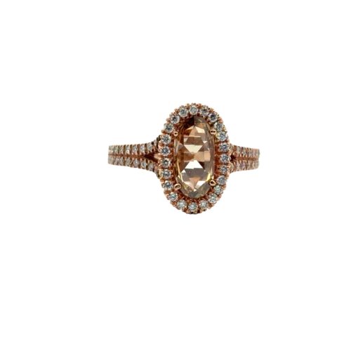 14k Rose Gold 0.85ct Oval Cut Diamond Halo Ring - Image 7