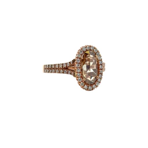 14k Rose Gold 0.85ct Oval Cut Diamond Halo Ring - Image 8