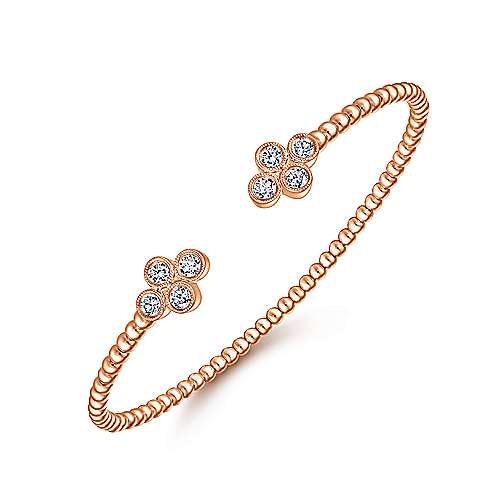 Gabriel & Co. 14k Rose Gold 0.39ctw Diamond Motif Open Bangle