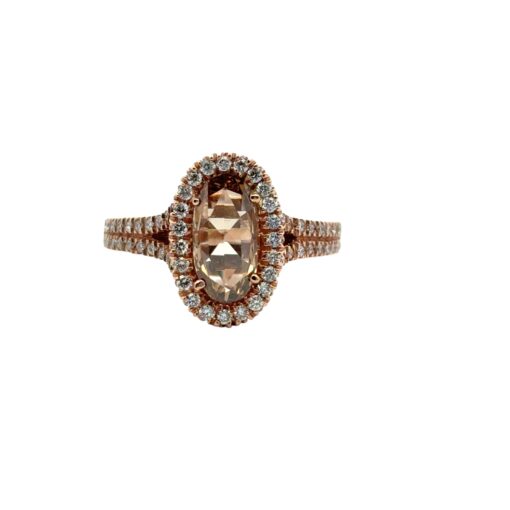 14k Rose Gold 0.85ct Oval Cut Diamond Halo Ring - Image 14