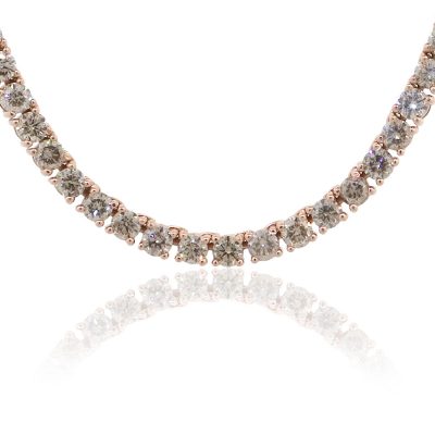 14k Rose Gold 54.15ctw Round Brilliant Diamond Mens Tennis Necklace
