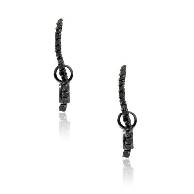 18k Black Rhodium 1.12ctw Black Diamond Drop Earrings