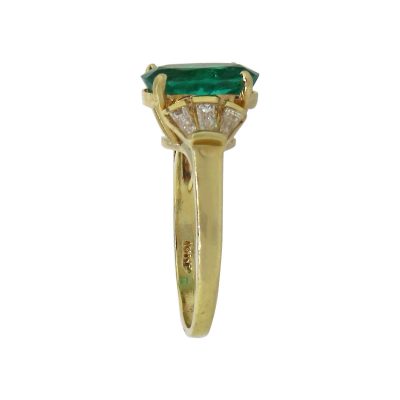 18k Yellow Gold 4.07ct AGL Oval Emerald Ring With Diamonds