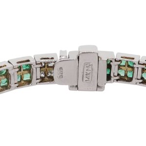 white gold emerald and diamond bracelet