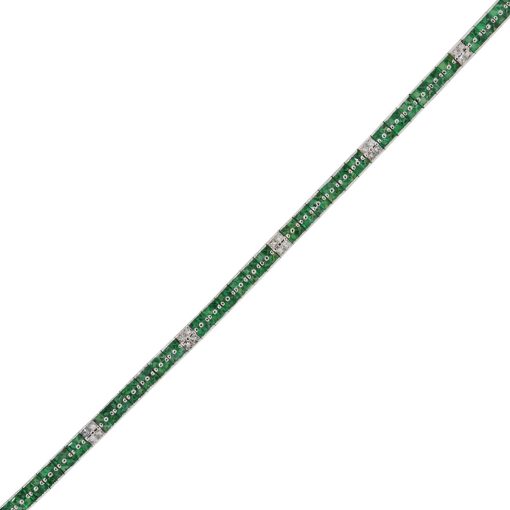 14k White Gold 4.32ctw Emerald and 0.96ctw of Diamond Straight Bracelet