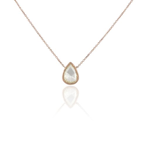 14k Rose Gold 1.45ctw Pear Shape Diamond Bezel Set Necklace