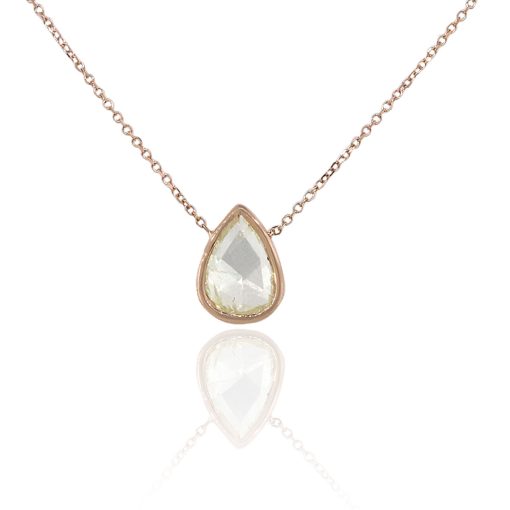 14k Rose Gold 1.45ctw Pear Shape Diamond Bezel Set Necklace