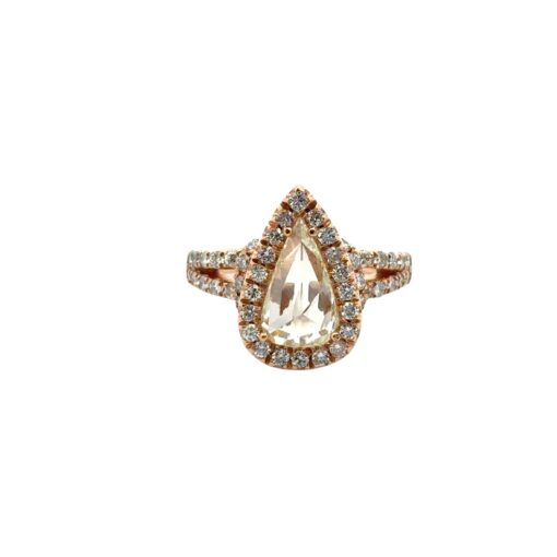14k Rose Gold 1.21ct Pear Shape Diamond Halo Engagement Ring - Image 6