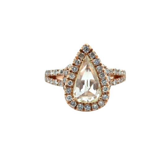 14k Rose Gold 1.21ct Pear Shape Diamond Halo Engagement Ring - Image 15