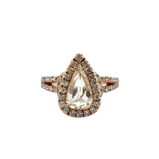 14k Rose Gold 1.21ct Pear Shape Diamond Halo Engagement Ring - Image 22