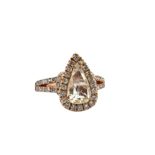 14k Rose Gold 1.21ct Pear Shape Diamond Halo Engagement Ring - Image 7