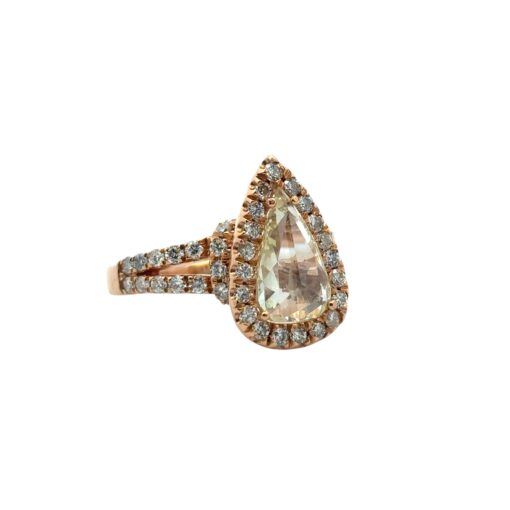 14k Rose Gold 1.21ct Pear Shape Diamond Halo Engagement Ring - Image 8