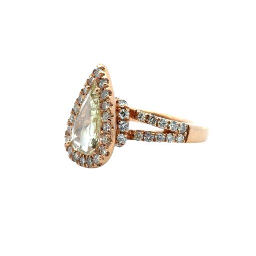 14k Rose Gold 1.21ct Pear Shape Diamond Halo Engagement Ring - Image 13