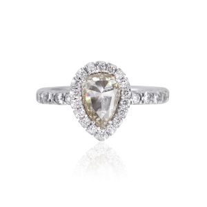 14k White Gold 0.92ct Pear Shaped Diamond Halo Ring
