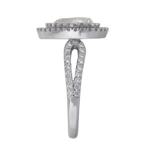 14k White Gold 1.06ctw Pear Shaped Diamond Double Halo Ring