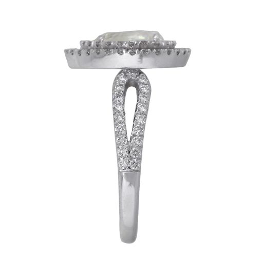 14k White Gold 1.06ctw Pear Shaped Diamond Double Halo Ring