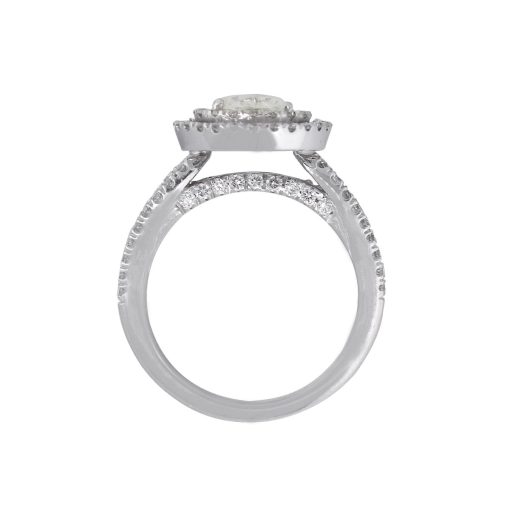 14k White Gold 1.06ctw Pear Shaped Diamond Double Halo Ring