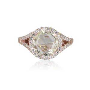 14k Rose Gold 1.54ct Round Cut Diamond Halo Engagement Ring