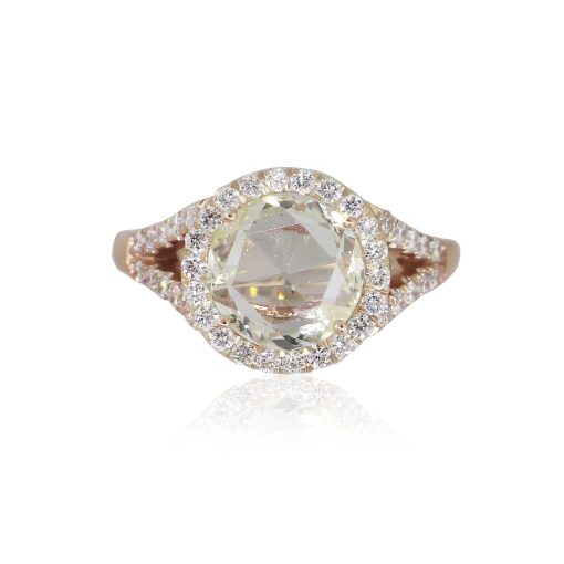 14k Rose Gold 1.54ct Round Cut Diamond Halo Engagement Ring