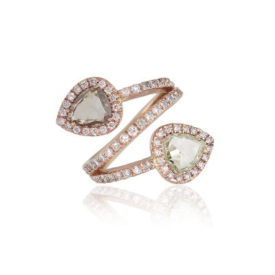 14k Rose Gold 1.80ct Pear Shaped Diamond Bypass Ring