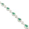 14k White Gold 3.29ctw Pear Shaped Emerald and 2.18ctw Diamond Bracelet