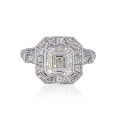 Platinum GIA Certified 1.91ct Asscher Cut Diamond Engagement Ring