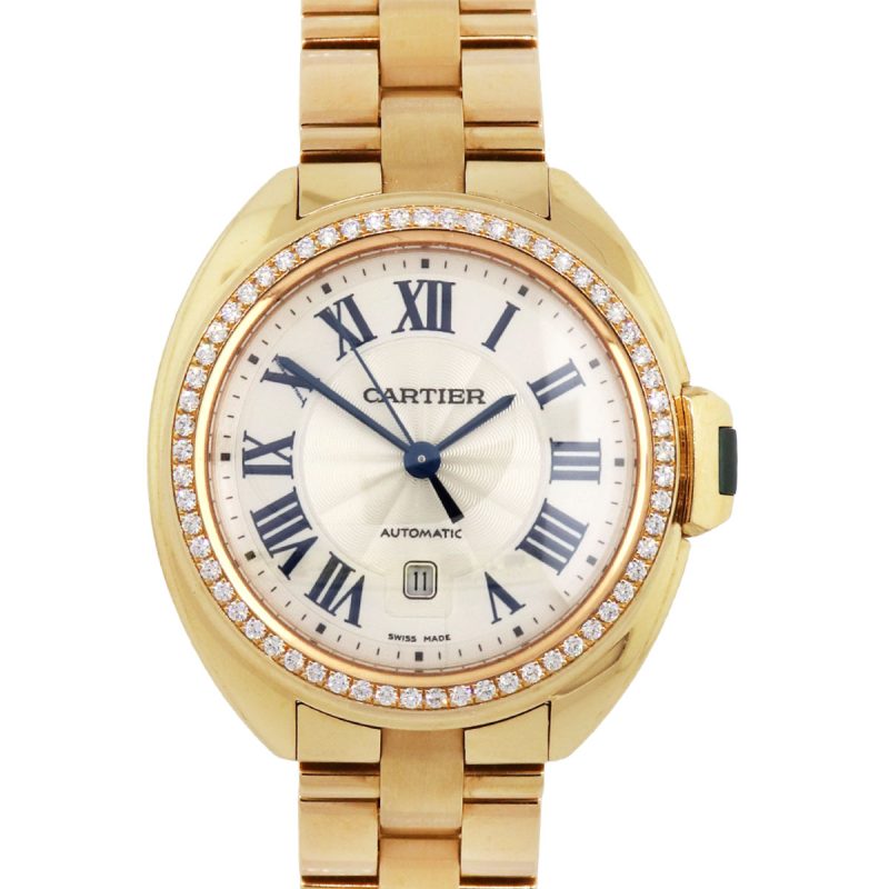 Cartier WFCL0003 Cle 18k Rose Gold Diamond Bezel Wrist Watch