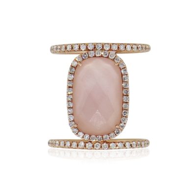 Meira T 14k Rose Gold 0.57ctw Diamond and Rose Quartz Double Band Ring