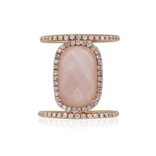Meira T 14k Rose Gold 0.57ctw Diamond and Rose Quartz Double Band Ring