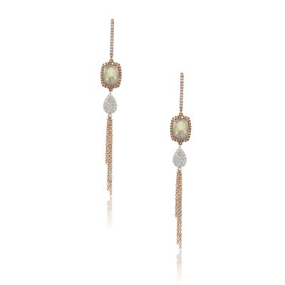 Meira T. 14k Rose Gold 2.42ctw Labradorite and 0.56ctw Diamond Drop Earrings