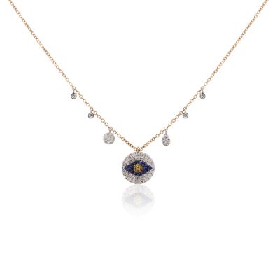 Meira T 14k Rose Gold 0.30ctw Diamond Evil Eye Pendant Chain Necklace