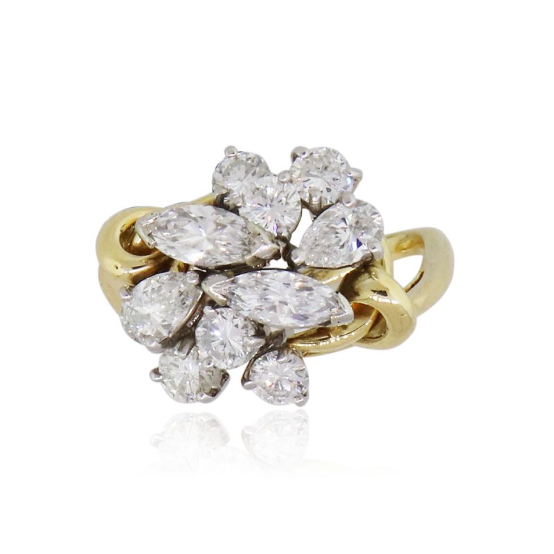 14k Yellow Gold 3ctw Diamond Free-form Ring