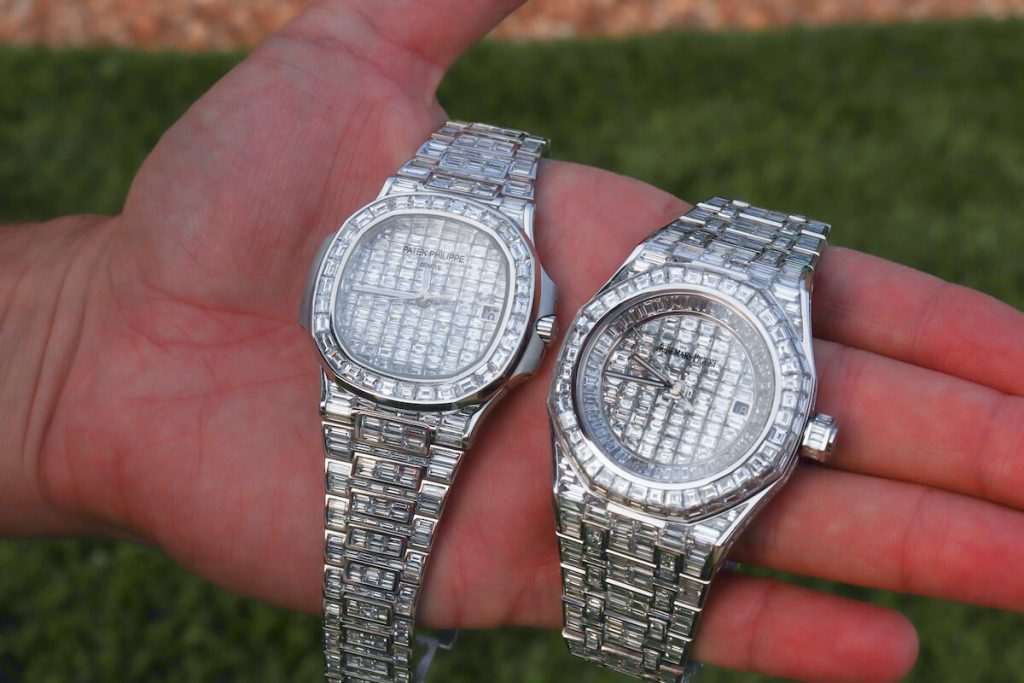 patek and ap bustdown baguette watch