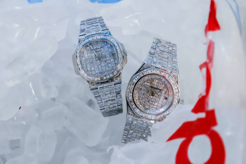 iced out patek and AP watches