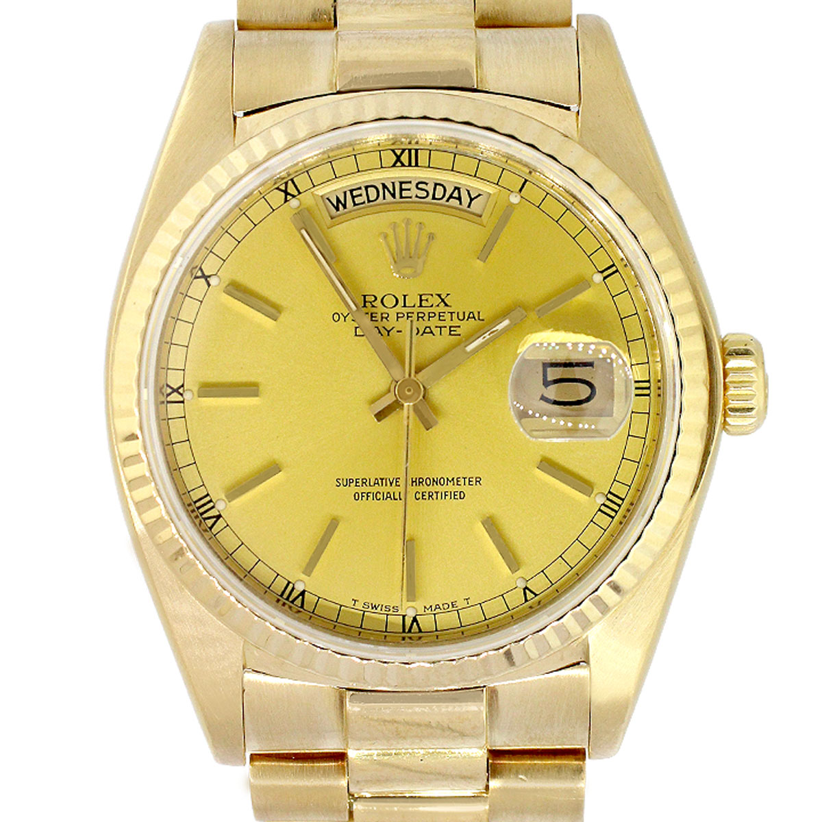 Rolex 18038 Day-Date 18k Yellow Gold Champagne Dial Watch