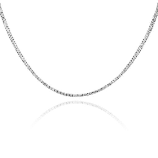 18k White Gold 5.26ctw Round Diamond Straight Line Necklace