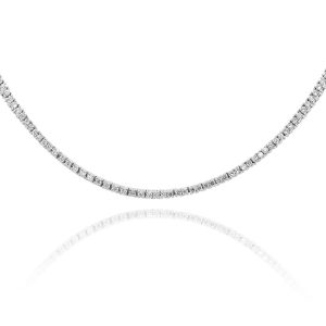 18k White Gold 5.26ctw Round Diamond Straight Line Necklace