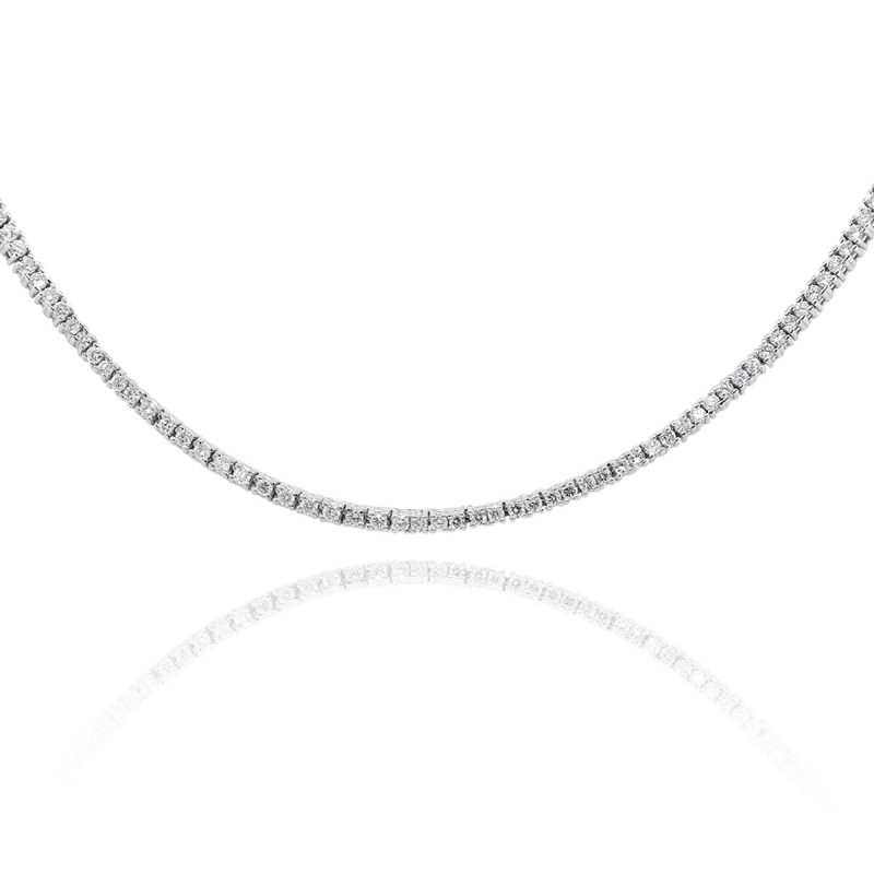 18k White Gold 5.26ctw Round Diamond Straight Line Necklace