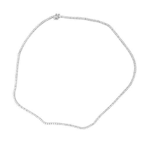 18k White Gold 5.26ctw Round Diamond Straight Line Necklace