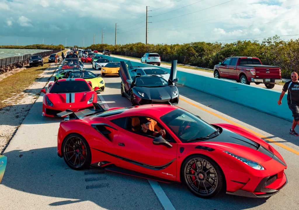 car rally stops traffic in florida