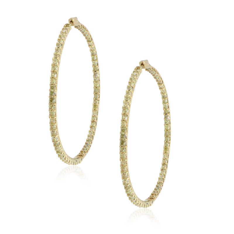 18k Yellow Gold 23.12ctw Radiant Diamond Inside Out Hoops