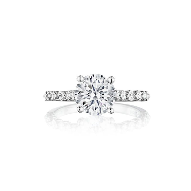Henri Daussi ACL410 18k White Gold 2.05ctw GIA Cushion Cut Diamond Engagement Ring