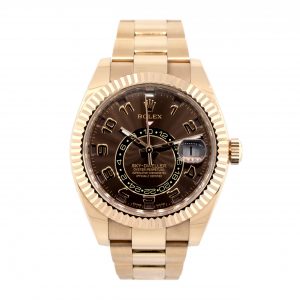 Rolex 326935 Sky-Dweller 18k Rose Gold Chocolate Dial Watch